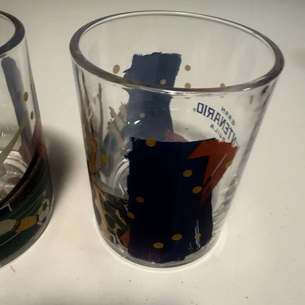 Set Of 2 Gran Centenario Tequila Collectible Glasses Futball Soccer Mexico